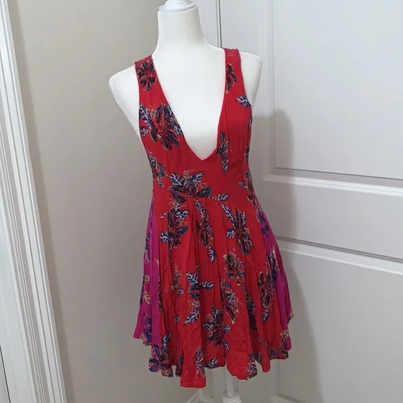 Pink & Red Floral “Thought I was Dreaming” Free People Dress - Picture 8 of 9